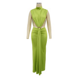 Solid Color Sleeveless Split Maxi Dress YF-10772