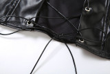 PU Leather Bandage Tops And Shorts Suit GZJQ-K24S50922