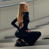 Square Neck Backless Micro Flare Jumpsuit GZJQ-K23Q51250