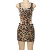 Sexy Sequin Leopard Prin Two Piece Skirts Set GZJQ-K24S49690