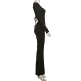 Square Neck Backless Micro Flare Jumpsuit GZJQ-K23Q51250
