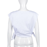 Letter Print Sleeveless T Shirt GFRT-7748TG