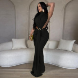 Solid Color Sleeveless Split Maxi Dress YF-10772