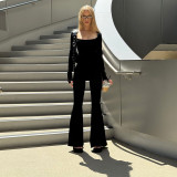 Square Neck Backless Micro Flare Jumpsuit GZJQ-K23Q51250