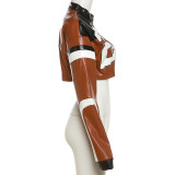 Letter Print Long Sleeve Zipper Coats GZJQ-K23C37660