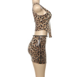 Sexy Sequin Leopard Prin Two Piece Skirts Set GZJQ-K24S49690