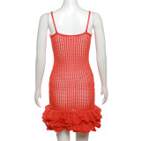 Backless V Neck Solid Color Mini Dress GZJQ-W23D33287