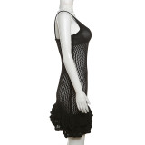 Backless V Neck Solid Color Mini Dress GZJQ-W23D33287