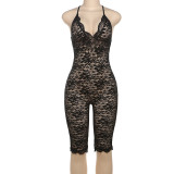 V Neck Lace Sleeveless Jumpsuit GZJQ-K24Q50518