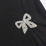 Rhinestone Bow Split Mini Dress GFRT-31702DHY