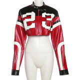 Letter Print Long Sleeve Zipper Coats GZJQ-K23C37660