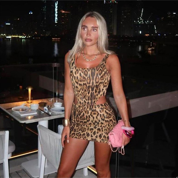 Sexy Sequin Leopard Prin Two Piece Skirts Set GZJQ-K24S49690