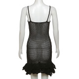 Backless V Neck Solid Color Mini Dress GZJQ-W23D33287