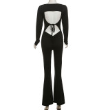Square Neck Backless Micro Flare Jumpsuit GZJQ-K23Q51250