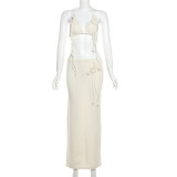 Knits Sleeveless Halterneck 2 Piece Skirts Set GZJQ-W24S49192