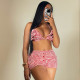 Sexy Plaid Print Backless Tie Up Shorts Suit GFRT-41439SHG