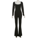 Square Neck Backless Micro Flare Jumpsuit GZJQ-K23Q51250
