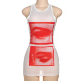 Tight Print Sleeveless Tops GHEM-K24L57411