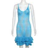Backless V Neck Solid Color Mini Dress GZJQ-W23D33287