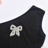 Rhinestone Bow Split Mini Dress GFRT-31702DHY