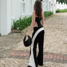 Color Block Patchwork Flare Pants MXBF-G24PT164