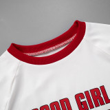 Letter Print Short Sleeve Crop Tops MXBF-K24TP321