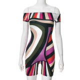 Colorful Print One Shoulder Slim Romper MXBF-K24RP172