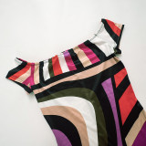 Colorful Print One Shoulder Slim Romper MXBF-K24RP172