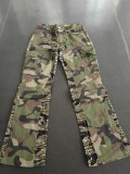 Camo Print Zipper Pockets Slim Pant GSMJ-6857