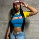 Letter Print Contrast Color Crop Tops MXBF-K24TP474