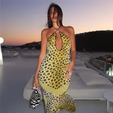 Halterneck Hollow Out Backless Midi Dress GZJQ-K24D42930