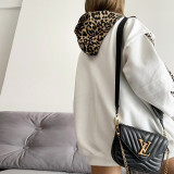 Leopard Print Patchwork Loose Hooded Sweashirt MXBF-F24TP161