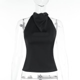 Sleeveless Satin Backless Top FL-JY24641PFO