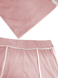 One Shoulder Sexy Sport Short Sleeve Pants Suit SFY-638