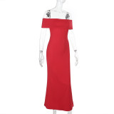 One Shoulder Solid Color Maxi Dress FL-JY24670PFO