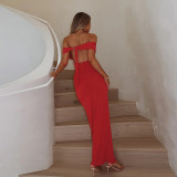 One Shoulder Solid Color Maxi Dress FL-JY24670PFO
