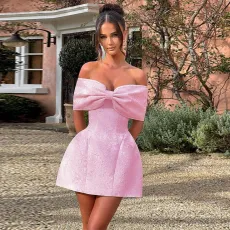 One Shoulder Bow Sexy Backless Mini Dress FL-YL24583MHO