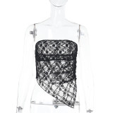 Wrap Chest Lace Sexy Backless Top FL-YL24633DGO
