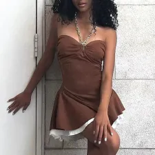 Sexy Solid Color Halterneck Mini Dress FL-XY24663PFO