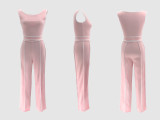 One Shoulder Sexy Sport Short Sleeve Pants Suit SFY-638