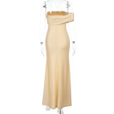 Sexy Single Sleeve One Shoulder High Split Maxi Dress FL-WQ24264MHO