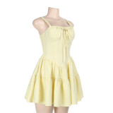 Solid Color Tie Up Sleeveless Mini Dress FL-YJ24660MHO