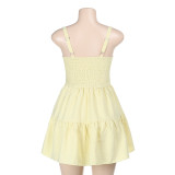 Solid Color Tie Up Sleeveless Mini Dress FL-YJ24660MHO