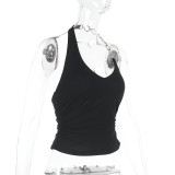Chain Halterneck Deep v-neck Backless Top FL-JY24697PFO