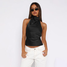 Sleeveless Satin Backless Top FL-JY24641PFO