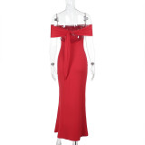 One Shoulder Solid Color Maxi Dress FL-JY24670PFO