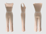 One Shoulder Sexy Sport Short Sleeve Pants Suit SFY-638