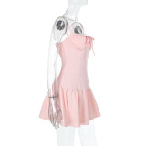 Sexy Solid Color Backless Sling Mini Dress FL-YJ24659PFO