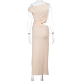 Slash Shoulder Hollow Out Maxi Dress FL-ZX24452PFO