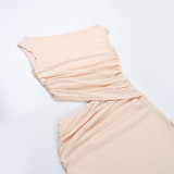 Slash Shoulder Hollow Out Maxi Dress FL-ZX24452PFO